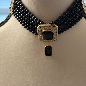 Elegant Black and Gold Choker Necklace